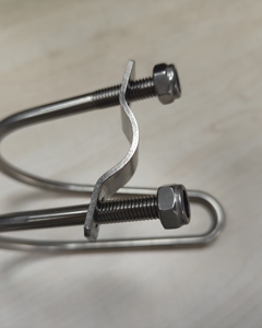 Double U-bolt3/4"pipe w/counterplt-drop pipe dia75SST SUS304